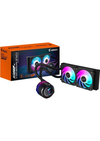 Aorus Waterforce x Iı 240 Manyetik Kilitleme Mekanizmalı Fan, 60 x 60MM Full Color LCD Ekran, Profesyonel Gaming Sıvı Cpu Soğutucu
