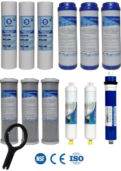Açık Kasa Su Arıtma Cihazı Uyumlu 80 Gpd Domestic Membran 5 Aşamalı Çift Karbonlu Ekonomik Paket