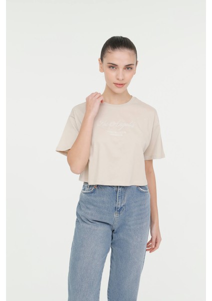 WL GAME 11SS134 4FX Bej Kadın Kısa Kol T-Shirt indirimleri