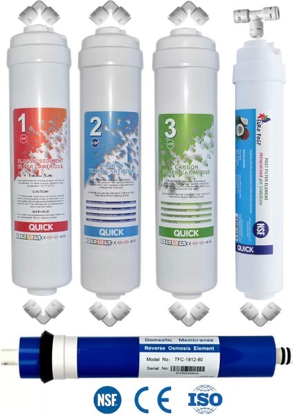 Kapalı Kasa Inline Su Arıtma Cihazı Uyumlu 80 Gpd Domestic Membranlı 5 Aşamalı Filtre Seti
