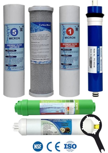 Açık Kasa Su Arıtma Cihazı Uyumlu 80 Gpd Domestic Membranlı 6 Aşama Filtre Seti Ph Alkalin