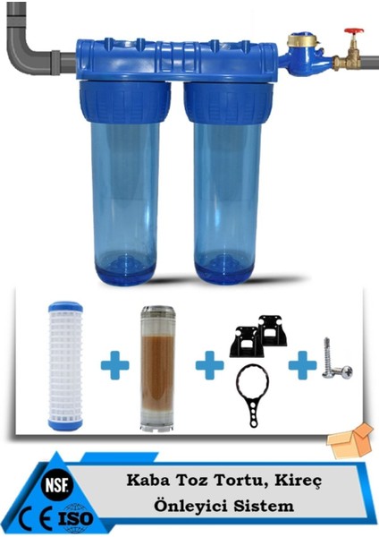 Daire Bina Sayaç Girişi 2 Aşama Su Arıtma Cihazı (Pas ,toz Tortu ,koku Önleyici Yumuşatma Sistemi)