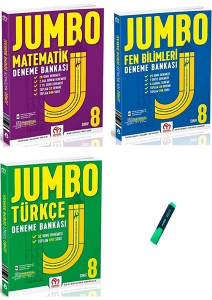 Lgs 8. Sınıf Jumbo Serisi Matematik Türkçe ve Fen Bilimleri 3lü Set Denemeleri