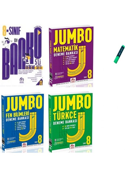 Lgs 8. Sınıf Jumbo Serisi Matematik Türkçe Fen ve Genel 4lü Set Denemeleri