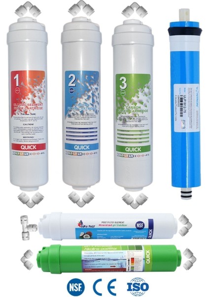 Kapalı Kasa Su Arıtma Cihazı Filtresi 6 Aşamalı Inline Filtre Seti (Nsf Vontron Membran)