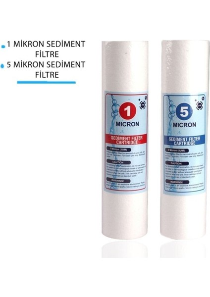 Daire Bina Sayaç Girişi 10" Inch 2 Aşama ( 5m Sediment , 1m Sediment ) Yedek Filtre Seti