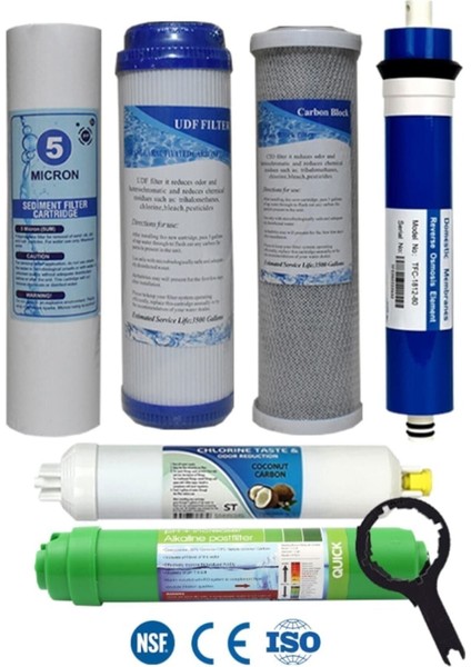 Açık Kasa Su Arıtma Cihazı Uyumlu 80 Gpd Domestic Membranlı 6 Aşama Karbonlu Filtre Seti