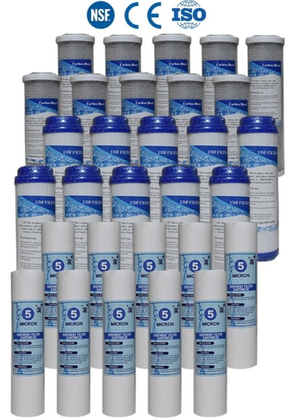 Açık Kasa Su Arıtma Cihazı Uyumlu Filtresi Çift Karbon 3 Aşama Avantaj Paket 10 Takım