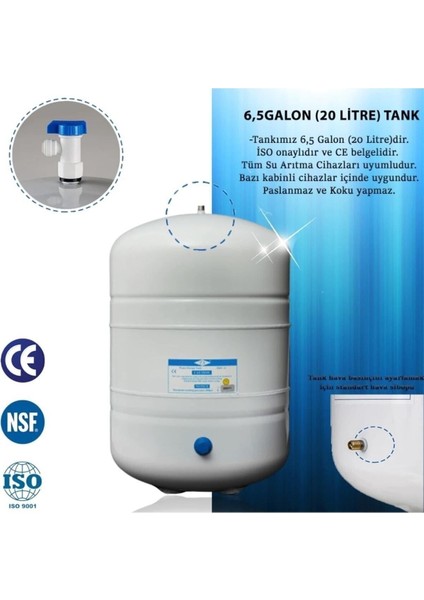 Su Arıtma Cihazı Uyumlu Nsf Onaylı Metal Genleşme Tankı (20 Litre) modelleri