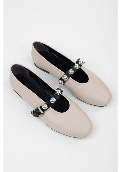 Kadın Velna Ekru Cilt Babet