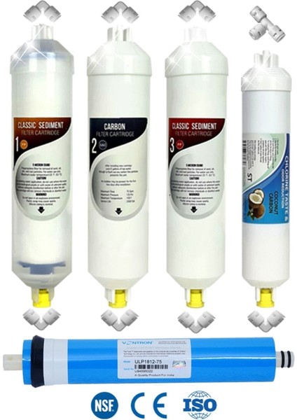 Kapalı Kasa Su Arıtma Cihazı Uyumlu Yeni Seri Inline 5 Aşamalı Filtre Vontron Membranlı Set