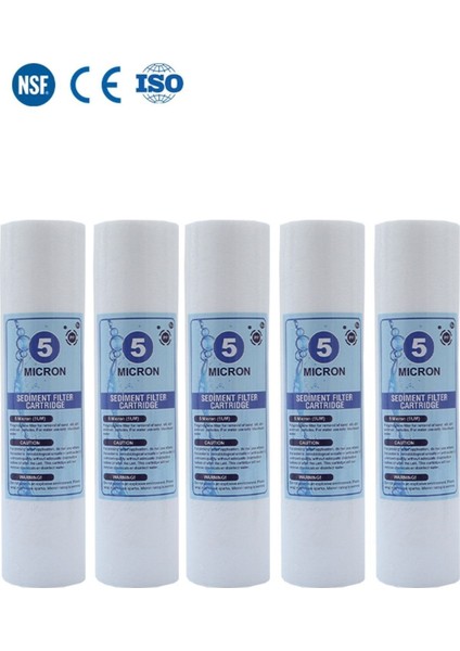 Açık Kasa Su Arıtma Cihazı 10 Inc 5 Mikron Sediment Spun Filtre ( 5 Adet )