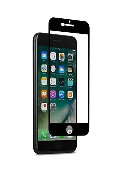 iPhone 7 Plus / 8 Plus Için Ekranı Tam Kaplayan Cam Ekran Koruyucu Kırılmaz Cam Full Cover Tam Koruma Siyah