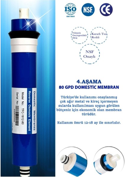 Kapalı Kasa Su Arıtma Cihazı Uyumlu Yeni Seri Inline 5 Aşamalı Filtre Domestic Membranlı Set indirimleri