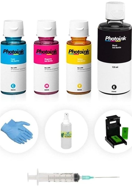 Ink Deskjet 2600/2620/2630/2632/2633 304 Için Photoink Plus Kartuş Dolum Seti 4 Renk