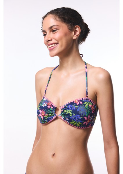 Çiçek Desenli Ciele Straplez Bikini Üstü