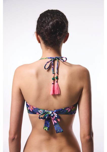 Çiçek Desenli Ciele Straplez Bikini Üstü