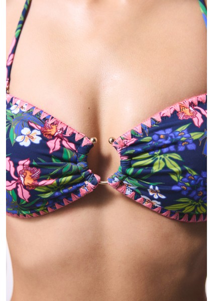 Çiçek Desenli Ciele Straplez Bikini Üstü