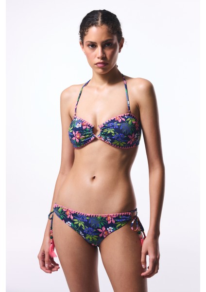 Çiçek Desenli Ciele Straplez Bikini Üstü