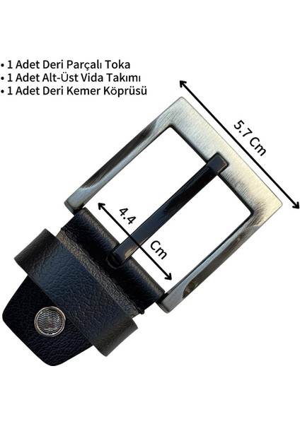Siyah 4.5 Cm. Yedek Kemer Tokası Deri Vidalı