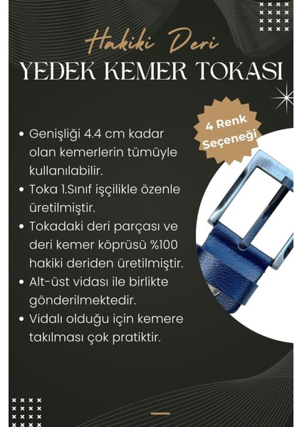 Siyah 4.5 Cm. Yedek Kemer Tokası Deri Vidalı