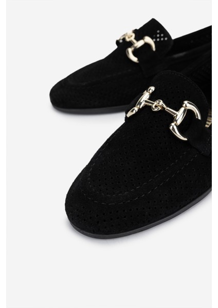 Kadın Hakiki Deri Siyah Süet Loafer Ayakkabı 1062 1003 Bn Ayk Y25 Sıyah Suet modelleri