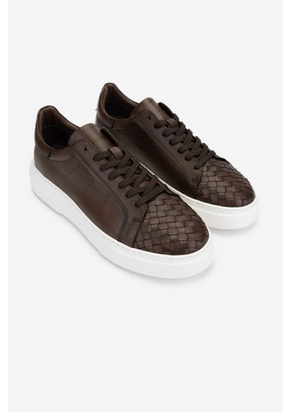 Erkek Hakiki Deri Sneakers & Spor Ayakkabı 04 2559 Erk Ayk Y25 Kahve Dr/orgu