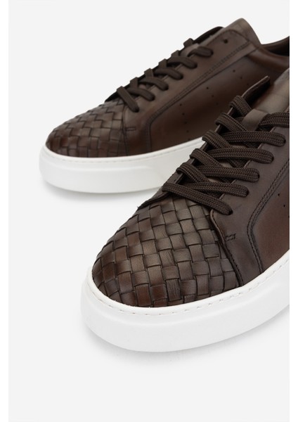 Erkek Hakiki Deri Sneakers & Spor Ayakkabı 04 2559 Erk Ayk Y25 Kahve Dr/orgu