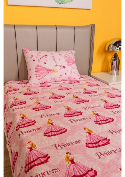 Kız Çocuk Princess Desen 150X240 cm Tek Kişilik Pike - Pembe