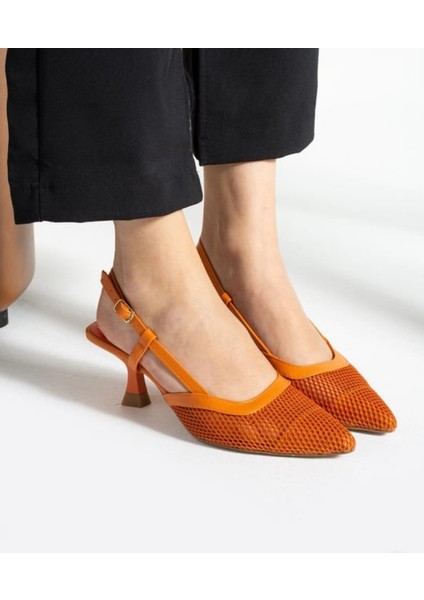 Turuncu File Detaylı Stiletto