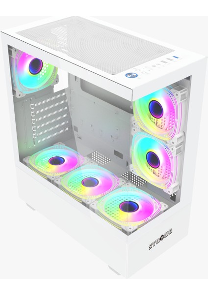 Melkor Beyaz 6x 120MM Argb Atx Gaming Bilgisayar Kasası Powersız
