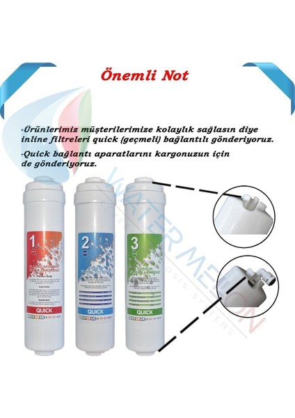 Kapalı Kasa Su Arıtma Cihazı Filtresi Inline 6 Aylık Yeni Sistem Filtre Seti