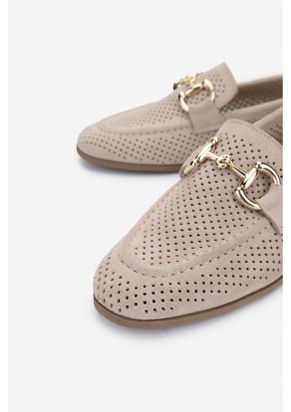 Kadın Hakiki Deri Bej Süet Loafer Ayakkabı 1062 1003 Bn Ayk Y25 Bej Suet modelleri