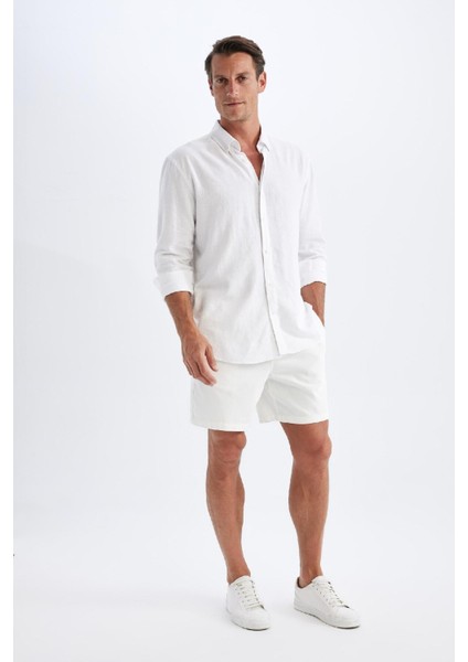 Relax Fit Beyaz Jean Bermuda Şort Z4460AZ24SM