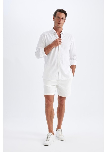 Relax Fit Beyaz Jean Bermuda Şort Z4460AZ24SM