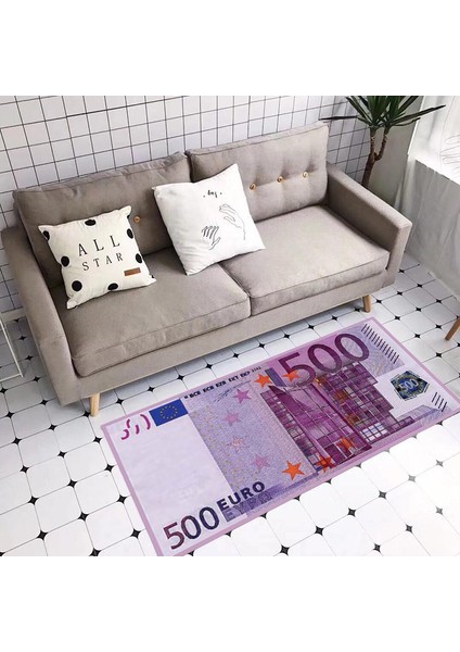 Gerçek 500 Euro Şeklinde Makinede Yıkanabilir Süngerli Yüzey Kaymaz Dot Taban Halı