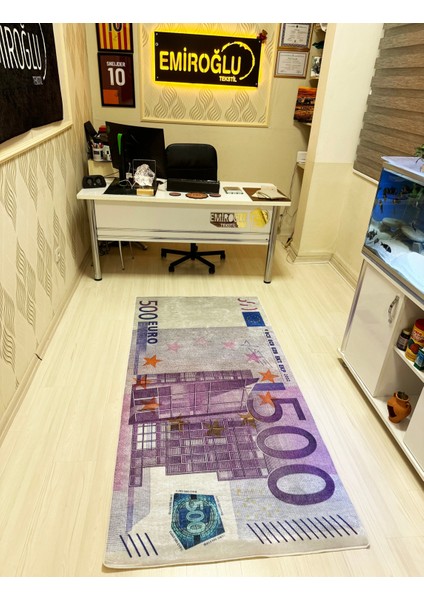 Gerçek 500 Euro Şeklinde Makinede Yıkanabilir Süngerli Yüzey Kaymaz Dot Taban Halı