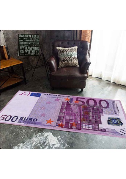 Gerçek 500 Euro Şeklinde Makinede Yıkanabilir Süngerli Yüzey Kaymaz Dot Taban Halı