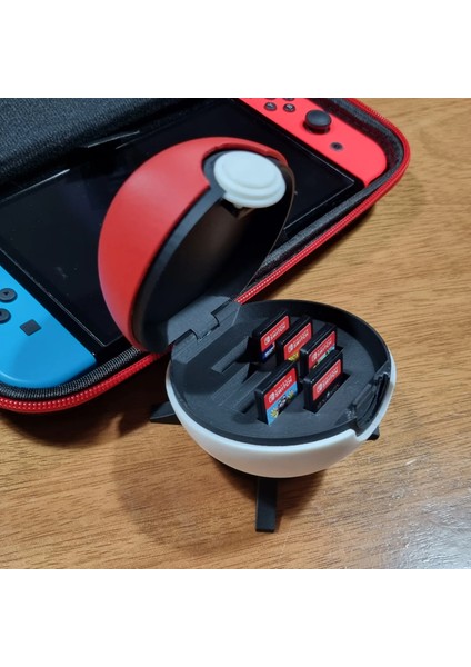 Pokeball Şeklinde Nintendo Switch Kartuş Kutusu Stand Dahil