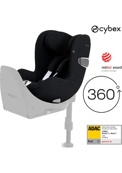 Sirona T Isize Plus (Terletmeyen Özel Kumaş) (Sephia Black) (360 Derece Dönen Adac'lı Isofix Bebek Oto Koltuğu 0-18 Kg)
