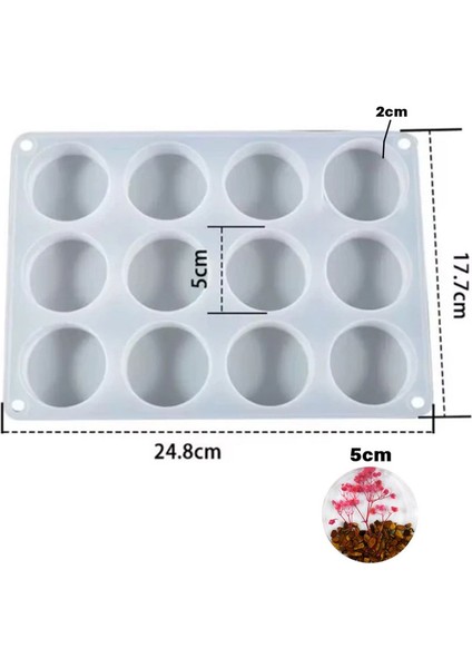 Epoksi Çoklu Silikon Kalıp Daire Yuvarlak Dekoratif Obje Kalıbı 5cm