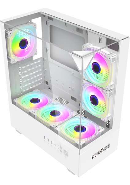 Diamond Beyaz 6X120MM Argb Atx Gaming Bilgisayar Kasası Powersız