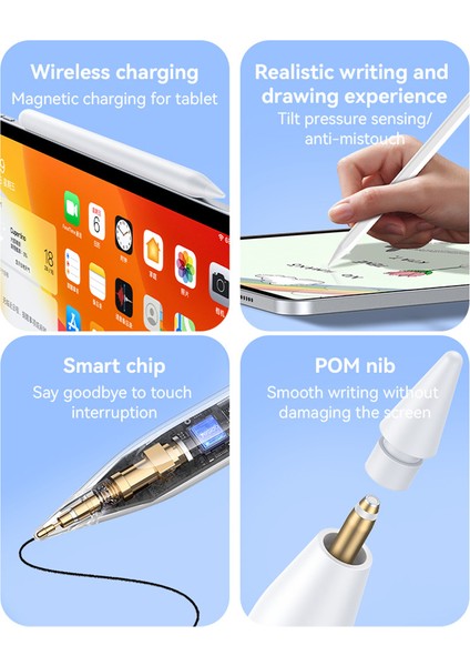 Yesıdo ST18 iPad Stylus Kalem Kablosuz Şarj Uyumlu Manyetik Bağlantı Dokunmatik Ekran Kalemi (Yurt Dışından) modelleri