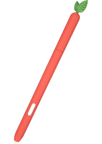 Samsung Galaxy Tab S7 T870 Silikon Stylus Kalem Tutucu Sebze Tarzı Kaymaz Kol Deri Cep Kapağı-Kırmızı (Yurt Dışından)