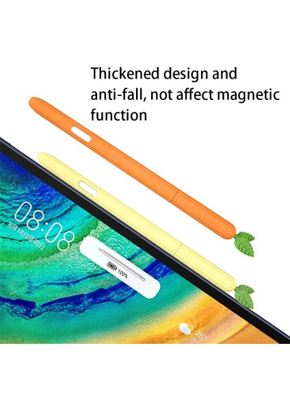 Samsung Galaxy Tab S7 T870 Silikon Stylus Kalem Tutucu Sebze Tarzı Kaymaz Kol Deri Cep Kapağı-Kırmızı (Yurt Dışından)