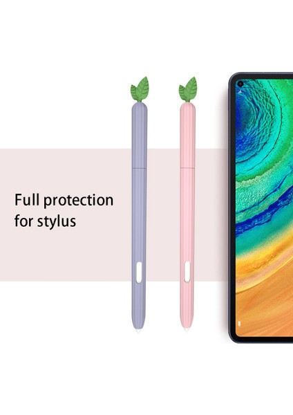 Samsung Galaxy Tab S7 T870 Silikon Stylus Kalem Tutucu Sebze Tarzı Kaymaz Kol Deri Cep Kapağı-Kırmızı (Yurt Dışından)