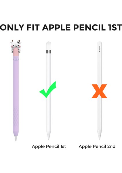 Ahastyle PT129-1 Apple Pencil (1. Nesil) Stylus Kalem Kapağı Karikatür Hayvan Silikon Koruyucu Kılıf-Mor Inek (Yurt Dışından) fiyatları