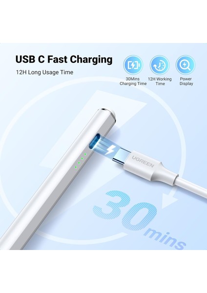 Ugreen Stylus Kalem Alüminyum Alaşımlı Hassas Dokunmatik Kontrol Kalemi 1,5 mm Pom Uçlu iPad 6/7/8/9/10 Için (Yurt Dışından)