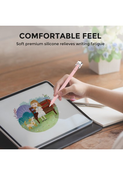 Ahastyle PT129-1 Apple Pencil (1. Nesil) Stylus Kalem Kapağı Karikatür Hayvan Silikon Koruyucu Kılıf-Pembe Inek (Yurt Dışından) modelleri