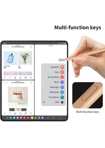 Samsung Galaxy Z Fold6 5g/z Fold5 5g/z Fold4 5g/z Fold3 5g Elektromanyetik Kalem Stylus Kalem Yuvası Ile-Pembe (Yurt Dışından)